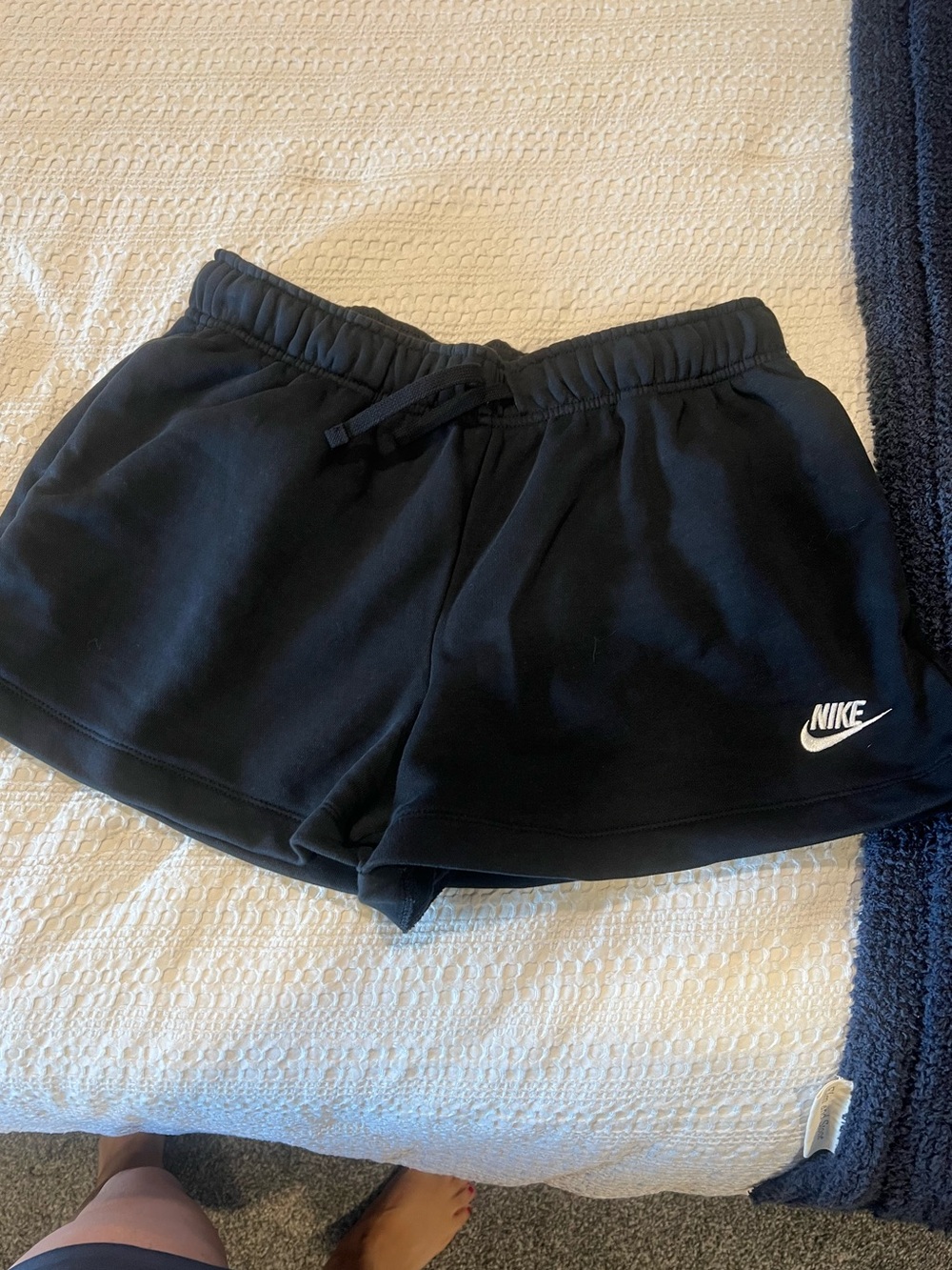 Nike Women's Black Athletic Drawstring Shorts with White Logo